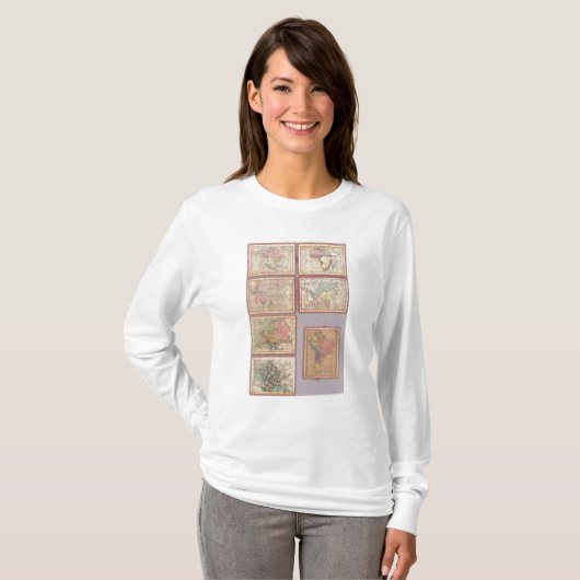 Zeven puzzelkaarten van de wereld t-shirt (Voorkant volledig)