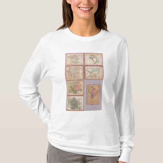 Zeven puzzelkaarten van de wereld t-shirt (Voorkant)