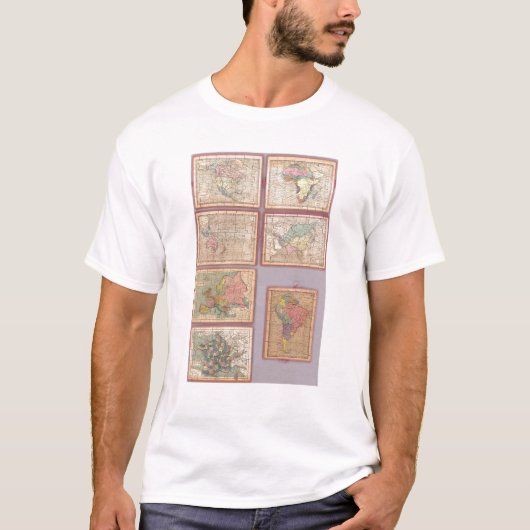 Zeven puzzelkaarten van de wereld t-shirt (Voorkant)