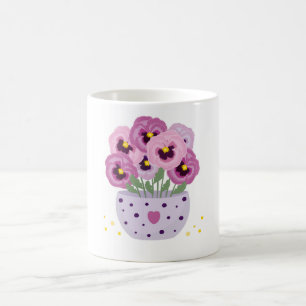 Zeven roze slipjes in een vaas koffiemok