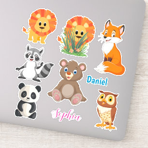 Zeven schattige dieren, personaliseren jongen & me sticker
