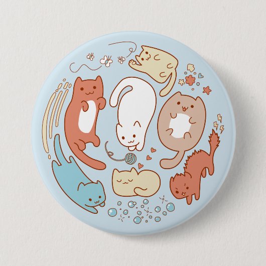 Zeven schattige katten - Wegwezen! Ronde Button 7,6 Cm (Voorkant)