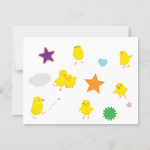 Zeven Schattigee Baby Chicks Briefkaart (Stars)