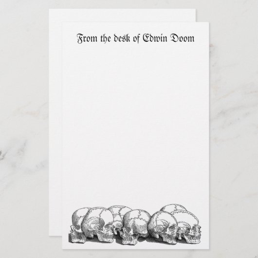 Zeven schedels briefpapier (Voorkant / Achterkant)