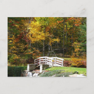 Zeven Springs Fall Bridge I Herfstlandschap Briefkaart