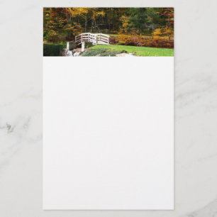 Zeven Springs Fall Bridge I Herfstlandschap Briefpapier