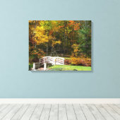 Zeven Springs Fall Bridge I Herfstlandschap Canvas Afdruk (Insitu (Houten vloer))