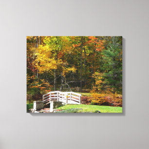Zeven Springs Fall Bridge I Herfstlandschap Canvas Afdruk