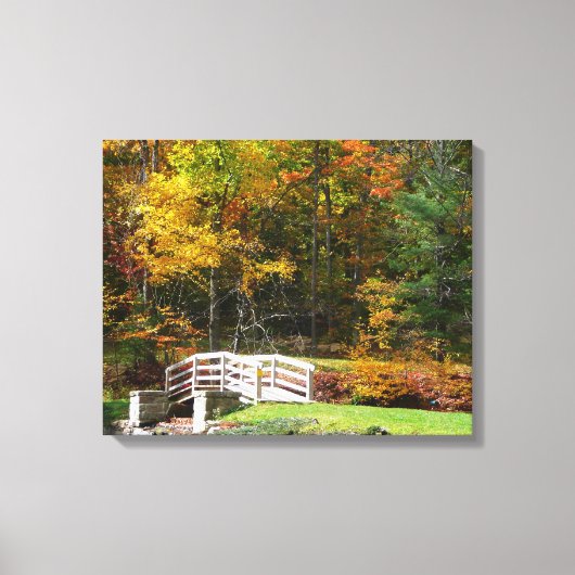Zeven Springs Fall Bridge I Herfstlandschap Canvas Afdruk (Voorkant)