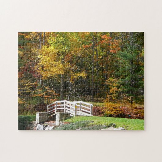 Zeven Springs Fall Bridge I Herfstlandschap Legpuzzel (Horizontaal)