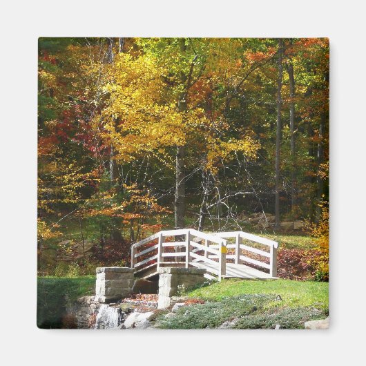 Zeven Springs Fall Bridge I Herfstlandschap Magneet (Voorkant)