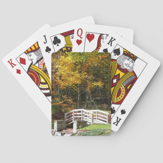 Zeven Springs Fall Bridge I Herfstlandschap Pokerkaarten (Achterkant)