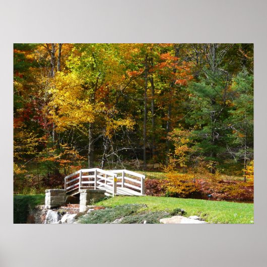 Zeven Springs Fall Bridge I Herfstlandschap Poster (Voorkant)