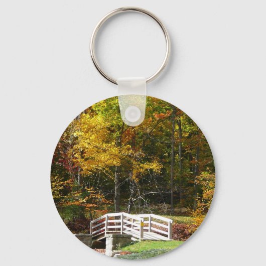 Zeven Springs Fall Bridge I Herfstlandschap Sleutelhanger (Voorkant)