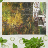 Zeven Springs Fall Bridge I Herfstlandschap Theedoek (Gevouwen)