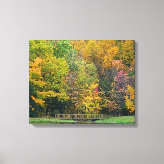 Zeven Springs Fall Bridge II Herfstlandschap Canvas Afdruk (Voorkant)