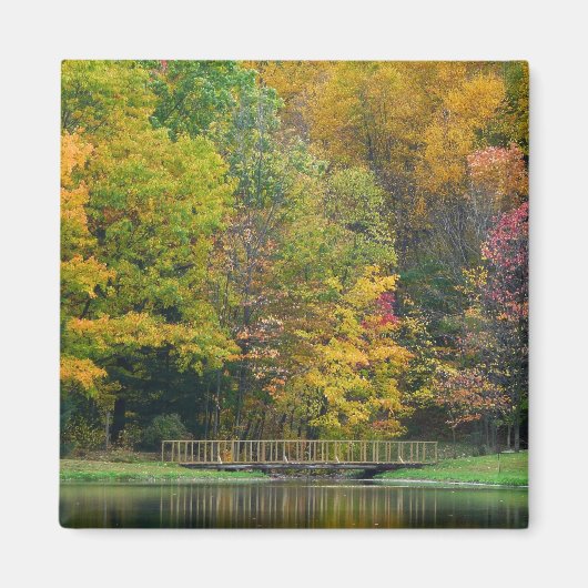 Zeven Springs Fall Bridge II Herfstlandschap Magneet (Voorkant)