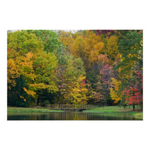 Zeven Springs Fall Bridge II Herfstlandschap Perfect Poster