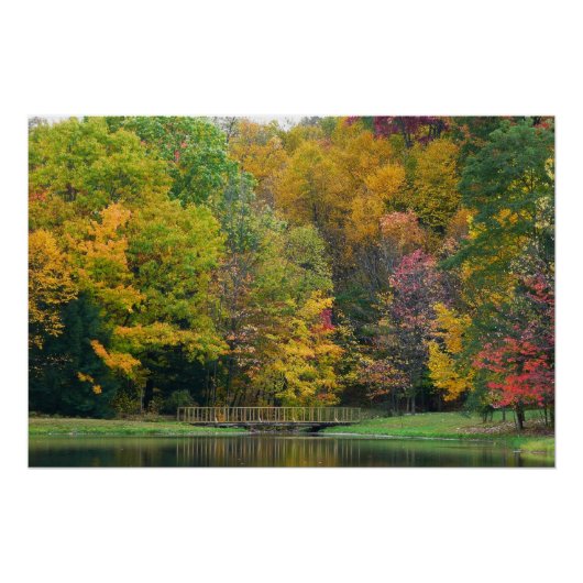 Zeven Springs Fall Bridge II Herfstlandschap Perfect Poster (Voorkant)