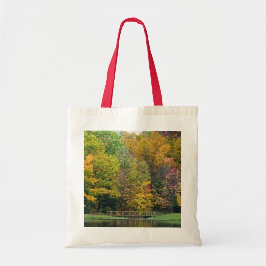 Zeven Springs Fall Bridge II Herfstlandschap Tote Bag (Voorkant)