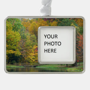 Zeven Springs Fall Bridge II Herfstlandschap Verzilverd Omlijst Ornament