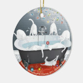 Zeven stalen, geen zwemmen! dubbelzijdig keramisch ornament (Links)