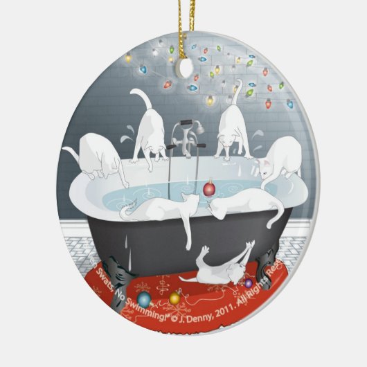 Zeven Swats, geen zwemmen. Keramisch Ornament (Links)