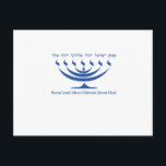 Zeven tak-menorah van Israël en Shema Israel Briefkaart<br><div class="desc">Zeven vertakkingen van Israël en Shema Israel Blue Color</div>