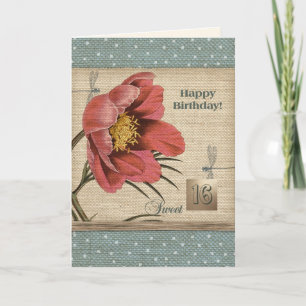 Zeven tien gelukkige verjaardag. Vintage bloemen k Kaart