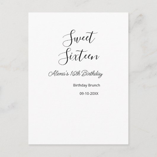 Zeven-tien verjaardag brunch 16e verjaardag naam d briefkaart (Voorkant)