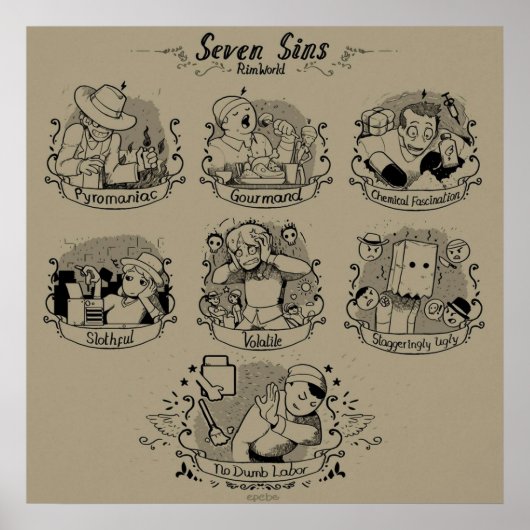 Zeven vellen van RimWorld Poster (Voorkant)