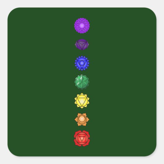 Zeven verticale kakras vierkante sticker (Voorkant)