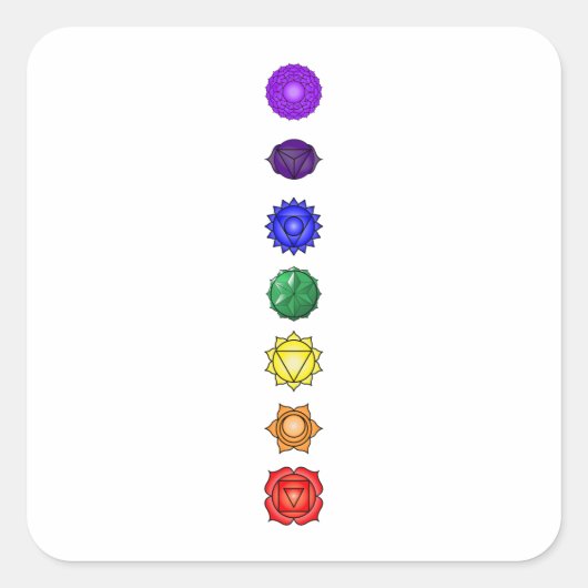 Zeven verticale kakras vierkante sticker (Voorkant)