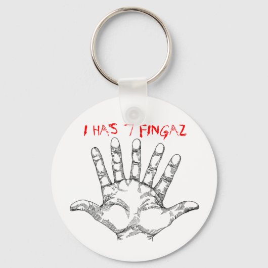 zeven_vingered_hand, IK HEB 7 FINGAZ Sleutelhanger (Voorkant)