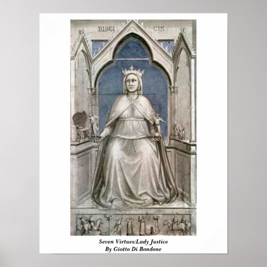 Zeven virtualisatie:Dame justitie door Giotto di B Poster (Voorkant)