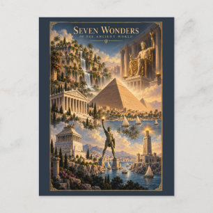 Zeven Wereldwonderen Historische Kunst Briefkaart