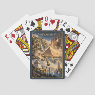 Zeven Wereldwonderen Historische Kunst Pokerkaarten