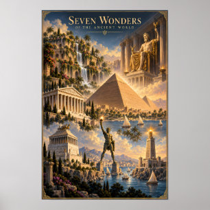 Zeven Wereldwonderen Historische Kunst Poster