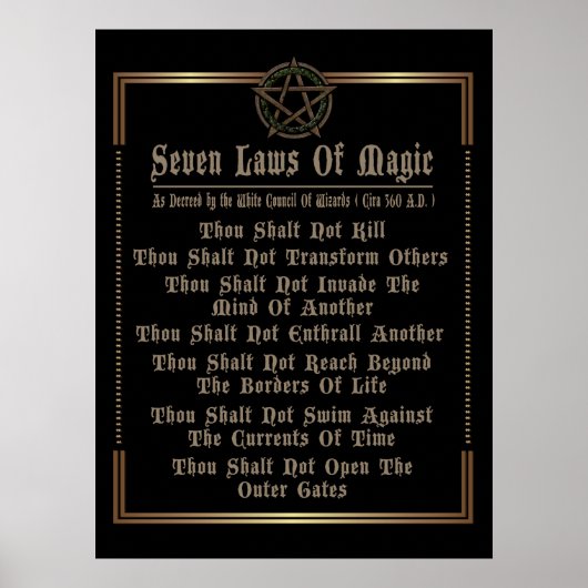 Zeven wetten van magie zwart en goud poster (Voorkant)