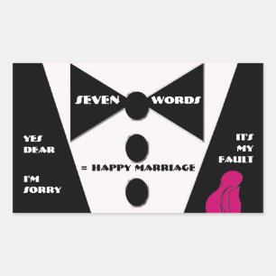 Zeven Woord = Gelukkig Huwelijk - Ja Beste Rechthoekige Sticker
