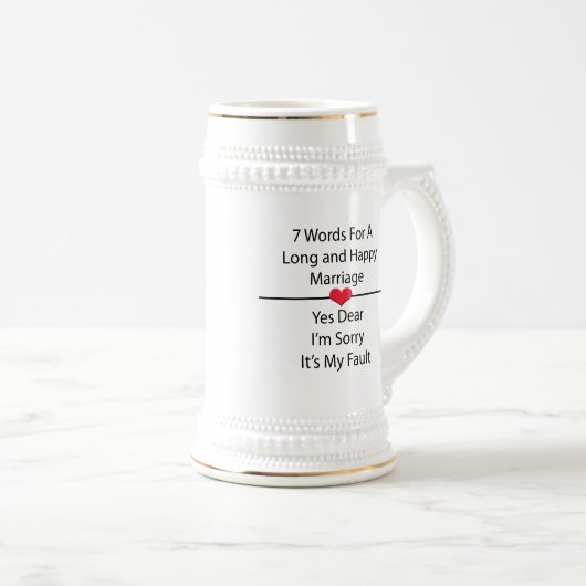 Zeven woorden voor een lang en gelukkig huwelijk bierpul (Voorkant rechts)