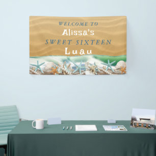 Zeven Zomer Schelpen Zeesterren Parels Luau Spandoek