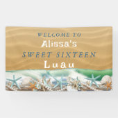 Zeven Zomer Schelpen Zeesterren Parels Luau Spandoek (Horizontaal)