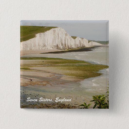 Zeven zussen en beachy Head Badge Vierkante Button 5,1 Cm (Voorkant)