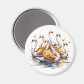 Zeven zwanen a-zwemmen | Twaalf dagen Kerst Magneet (Voorkant / Achterkant)