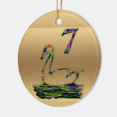Zeven zwanen een zwemgouden kerstdecoratie keramisch ornament (Links)