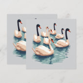 Zeven zwanen Een zwemmen cut-out stencil-stijl 1 Kaart (Voorkant / Achterkant)