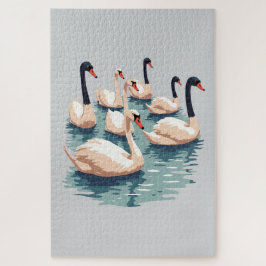 Zeven zwanen Een zwemmen cut-out stencil-stijl 1 Legpuzzel