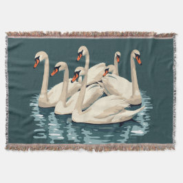 Zeven zwanen Een zwemmen cut-out stencil-stijl 4 Deken