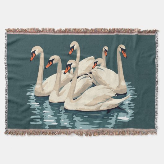 Zeven zwanen Een zwemmen cut-out stencil-stijl 4 Deken (Voorkant)